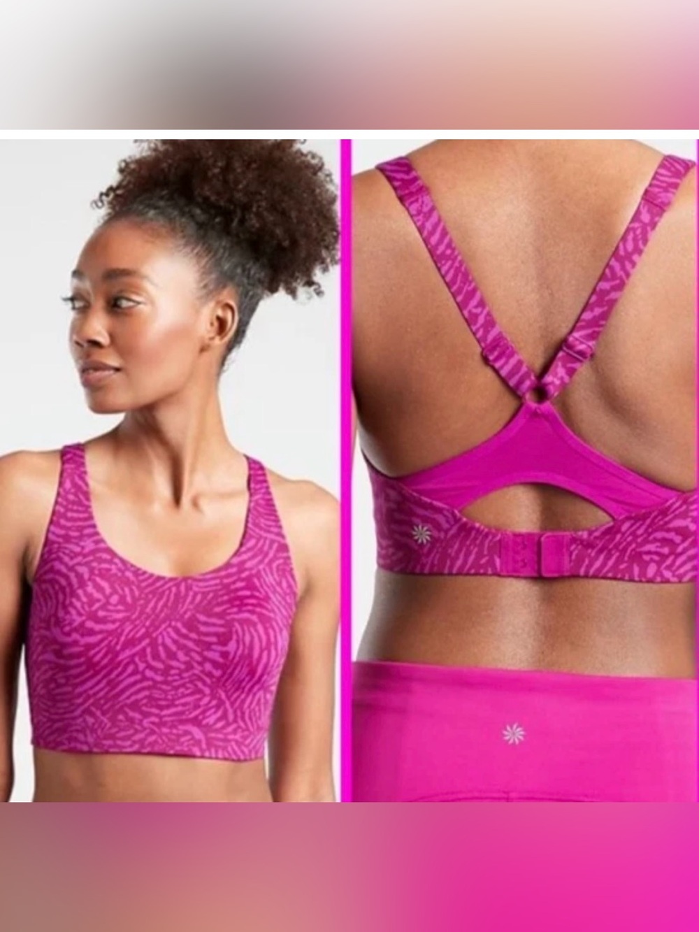 Athleta Advance print high impact sports bra 38D